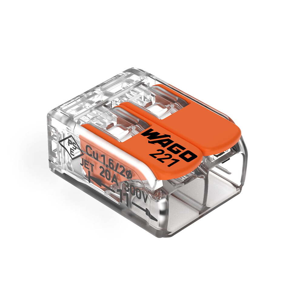 Wago 221-412 Lever-Nuts - 2-Conductor Compact Splicing Connectors (Pack Of 10) 5007066536547