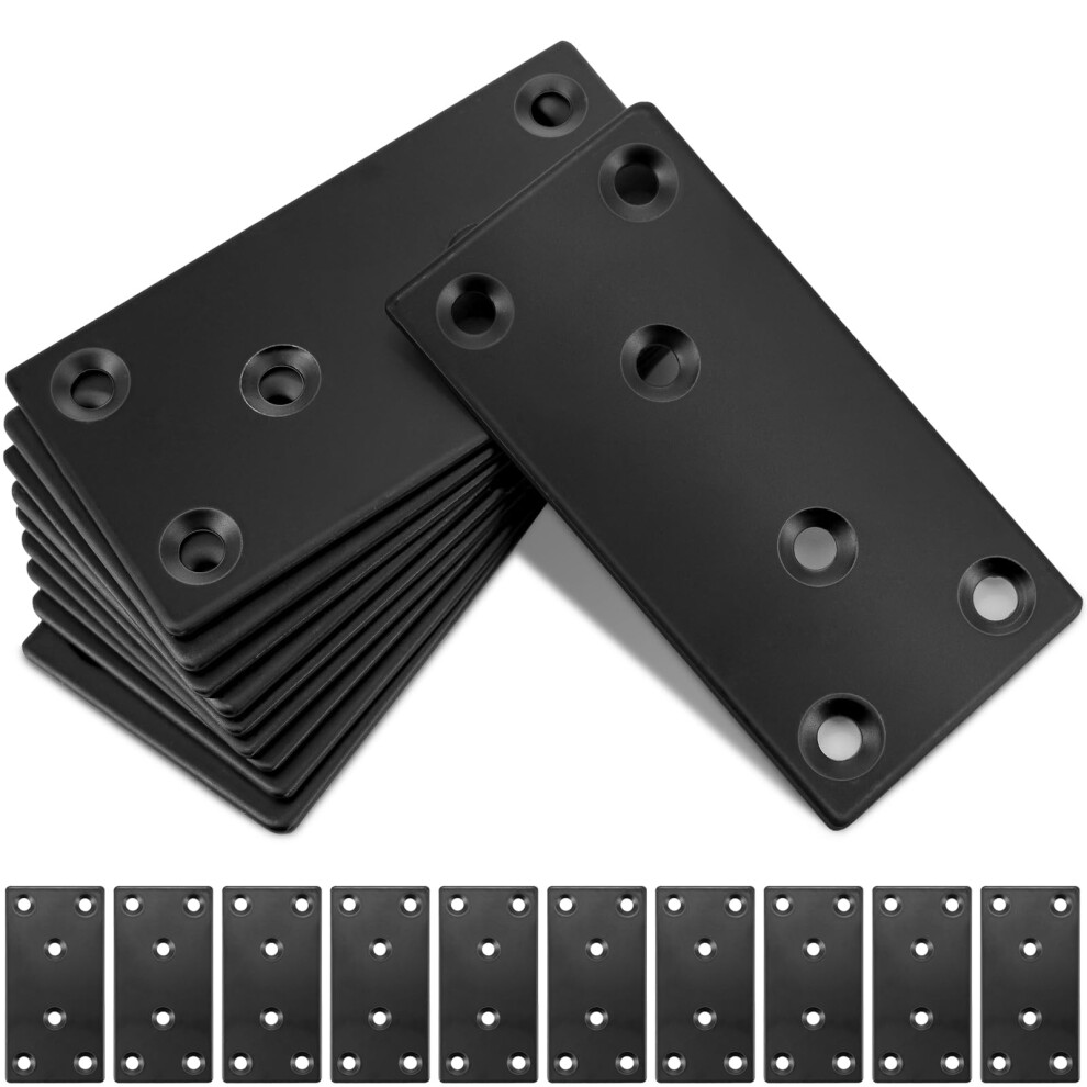 Gorffy 10Pcs Flat Brackets For Wood, 80 40 1.75Mm Flat Joining Plates, Sleeper Bracket Heavy Duty, Stainless Steel Mending Plates For Connector, 5002081117474