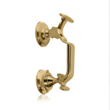 XFORT Polished Brass Doctor Door Knocker - Elegant Scroll Design, Perfect for Front Door Visitors