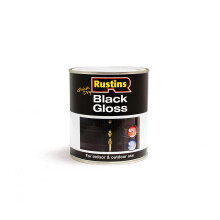 RUSTINS Quick Dry Black Gloss Paint 500ml –Fast-Drying Water-Based Caoting for Wood and Metal; Durable Hard-Wearing Finish with Smooth Gloss Shine;