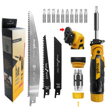 Magicbox 15 in 1 Hacksaw & Ratchet Screwdriver Set, Hand Saw Blades for Wood Metal Plastic Cutting, Multi Bit Screwdriver Set with Adjustable TPR Hand