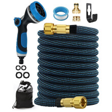 Zenmos 100FT Expandable Garden Hose Pipe with 10 Function Nozzle - Upgraded 3-Layer Latex No-Kink Flexible Water Hose with 1/2" 3/4" Connectors, Expa