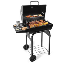 Charcoal BBQ Grill Smoker Outdoor: Large Portable Drum Barrel Barbecue Grill For Garden Home Cooking