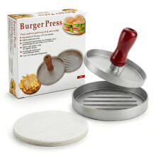 Barpre Burger Press 1/4lb-1/2lb Adjustable - Heavy Duty Zinc-Aluminium Hamburger Patty Maker Mould with 100 Wax Papers - Zero-Coating Meat Press with
