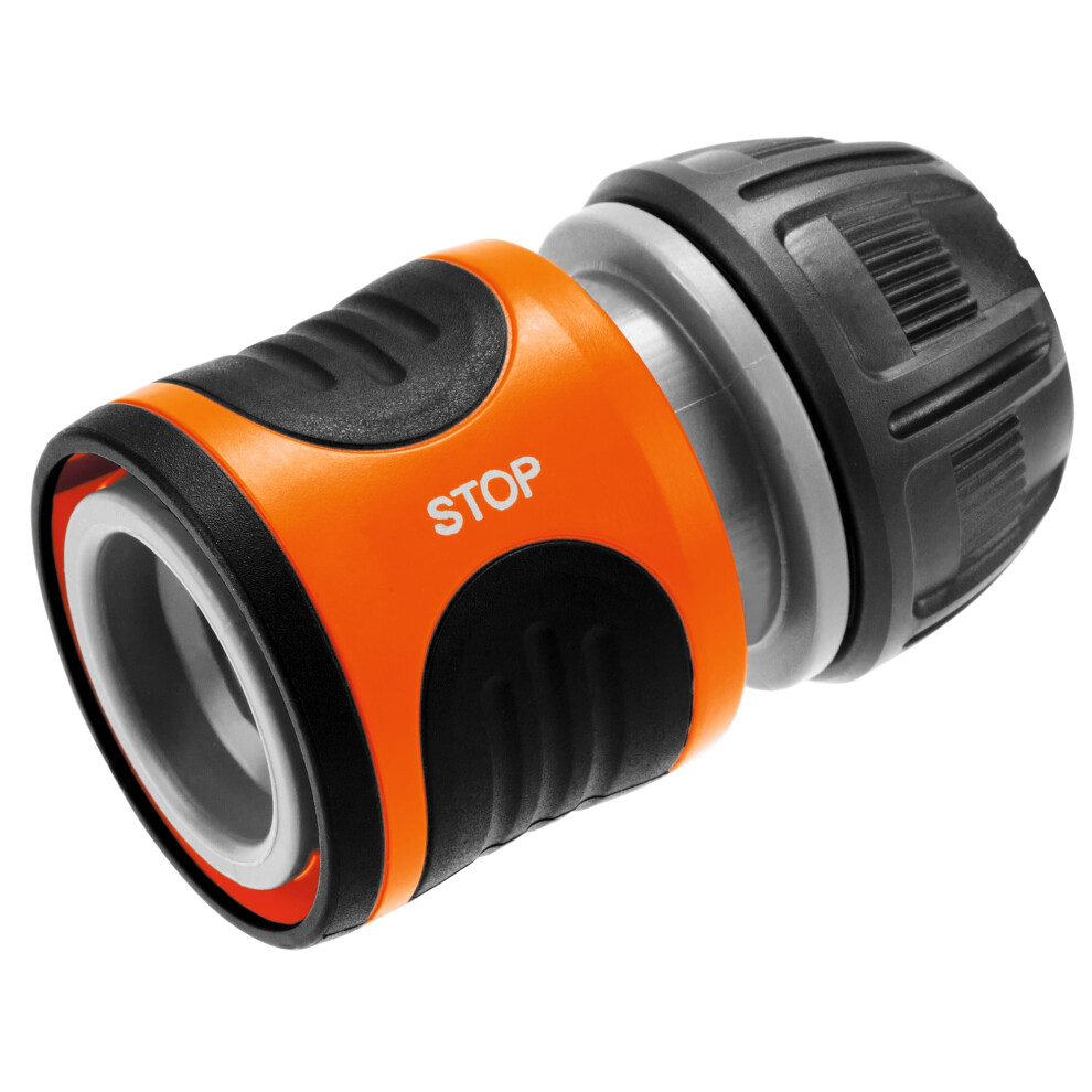 Gardena Water Stop 13 Mm (1/2 Inch) And 15 Mm (5/8 Inch): Connector With Water Stop, Power Grip, Great Hose-Gripping Power, Simple Replacement (18213