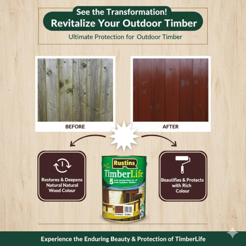 Rustins Rustins TLMO1000 1L Timberlife Medium Oak Brown 2