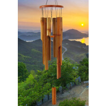 Bamboo Wind Chimes Outdoor,Wooden Wind Chimes for Outside with Melody Deep Tone,38" Classic Zen Garden Windchime for Relaxation, Grace.Home Décor for