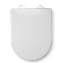 Croydex Telese Stick 'n' Lock D Shaped Soft Close Toilet Seat - Adjustable Hinges with Quick Release Button for Easy Cleaning and Antibacterial Treat