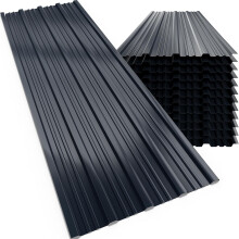 GARDEBRUK 12x Corrugated Metal Roofing Sheets, 129x46cm, Anthracite Grey