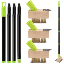 Sbestily Patio Weed Remover Tool with Adjustable Long Handle - V-Shaped Blade Scraper & Wire Brush for Weeds Moss Removal - Garden Driveway Cleaning
