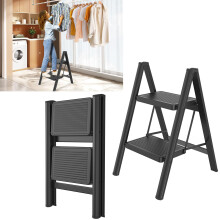 SAILUN Folding Step Ladder, 2-Step, Steel Construction, Non-Slip Rubber Mats, Widened Steps, 250KG Load Capacity, Suitable for Home, Office, Garage,