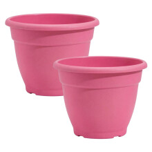 Fyne-Finds Round Plastic Plant Pot 30cm,12inch 9.5Liters Garden Indoor Outdoor Cover Drainage Holes, Weather, Frost Proof Planter (2, Raspberry Pink)