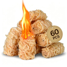 SUNLIFER Natural BBQ Firelighters For Wood Burners: Barbecue Fire Starter Eco Odorless and Smokeless Wood Wool Fire Lighters For Charcoal Chimney Sta