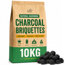 Pelle & Sol Charcoal BBQ Briquettes 10kg Pack - Long Burning BBQ Charcoal for Up to 3 Hours Heat, Fast Lighting in 20 Minutes, Low Ash Barbecue Fuel