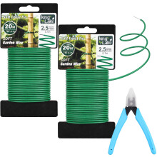 KINGLAKE 40m 2.5mm Green Soft Garden Wire with Plier, Garden Plant Twist Ties Plastic Coated Wire for Outdoor Climbing Plants Support Vine Tomatoes V