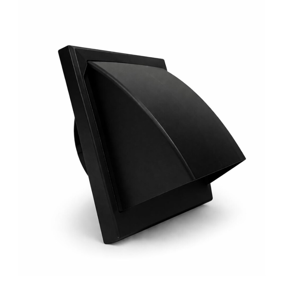 Fantronix Black Cowled Wall Vent Grille Â 100 Mm (4Â) Rear Spigot, 155 X 155 Mm External Size With Backdraught Shutter For Bathroom, Kitchen & Tum 5003985448817