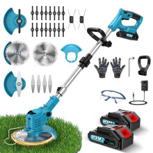 Cordless Strimmer 21V, 4 in 1 Grass Trimmer 800W, 28 Blade Telescopic 90 Head 2 * 4000mAh Battery Dual Switch Foldable Lightweight for Lawn Garden G