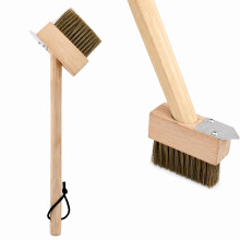 Weed Brush Patio Weed Removal Brush With Wooden Handle Heavy Duty Wire Bristle Garden Brush With Metal Scraper Paving Driveway Deck Cleaning Moss Rem