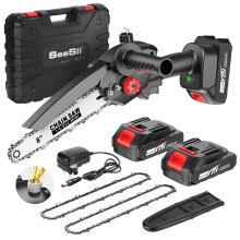Mini Chainsaw Cordless 8 inch: Electric Chainsaw Battery Powered, Brushless Chain Saw with Auto Oiler, 2pcs Battery, Handheld Saw for Tree Branch Woo