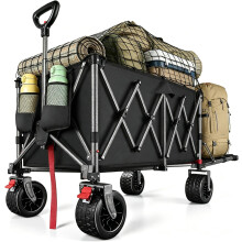 370L Festival Trolley on Wheels, Heavy Duty Folding Wagon, Portable Camping Cart Load up 550LB