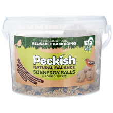 Peckish Natural Balance Energy Suet Fat Balls for Wild Birds, 50 Tub, 27 x 27.5
