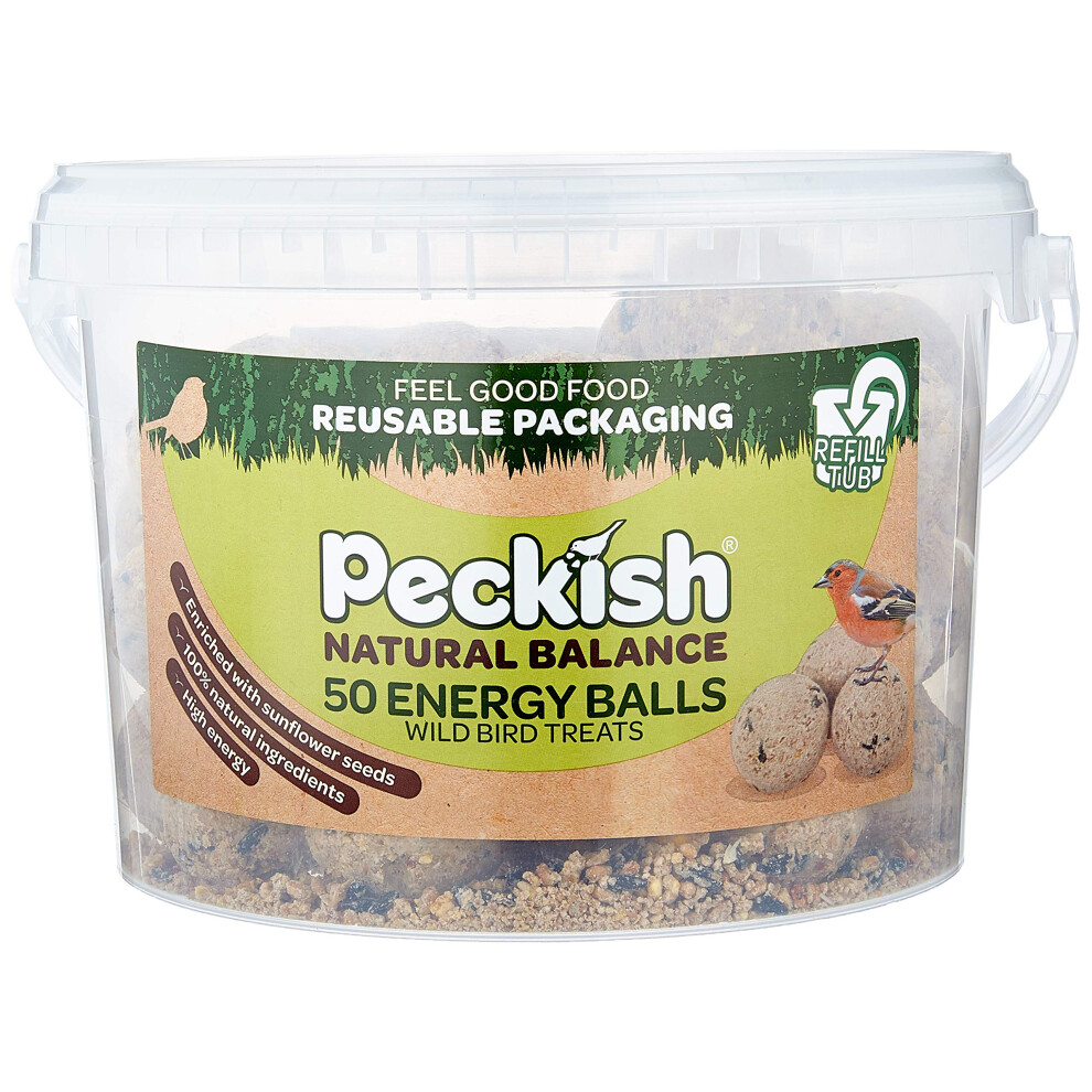 Peckish Natural Balance Energy Suet Fat Balls For Wild Birds, 50 Tub, 27 X 27.5 X 19 Cm