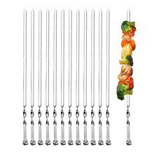Ram 1B09W9YRSNQ2 X Kebab Skewers, Set of 12 Stainless Steel BBQ Grilling Skewers Flat Reusable Metal Skewer Sticks for BBQ, Cocktail, Shish Kabob, P