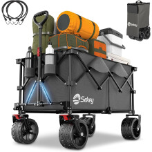 Sekey 200L Folding Festival Trolley with All-Terrain Extra Wide Wheels and Brake, Heavy-Duty Cart Loadable up to 150KG, Patented Four-Directional Fol