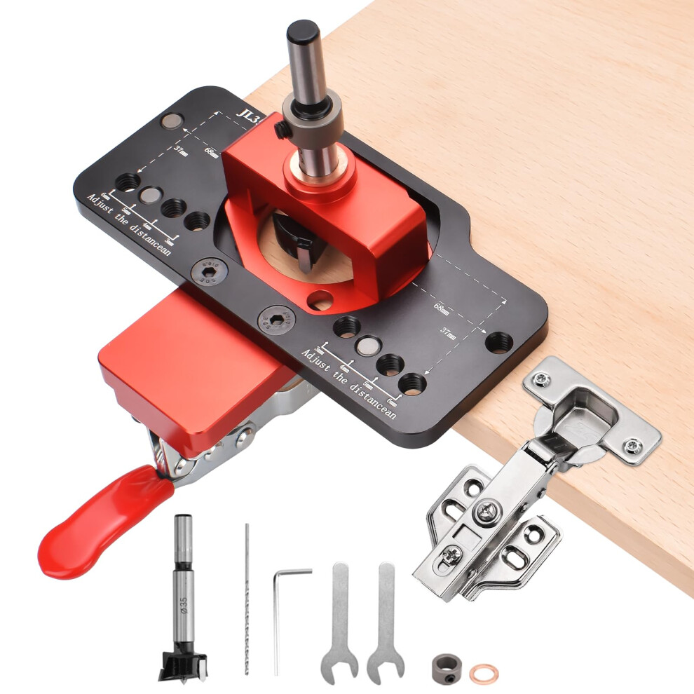 35Mm Cabinet Door Hinge Jig, Aluminum Alloy Accurate Locking Concealed Hinge Drilling Jig Hole Guide Locator 5051228010390