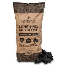 Logpile - Lumpwood Charcoal for BBQs (1x10kg) | Premium Restaurant Grade Smokeless Coal for Barbecues, Smoker & Pizza Oven | Big Chunks for Long-Burn