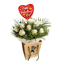 Pure Delight White Roses Bouquet – Fresh Cut Flowers for Birthdays, Anniversaries, Bridal, Get Well, Thank You, Sympathy, Celebrate Occasions – Se
