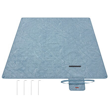 SONGMICS Picnic Blanket, 200 x 200 cm, with 4 Ground Pegs, Large Picnic Mat for Beach Park, Waterproof Layer, Machine Washable, Foldable, Leaf Patter