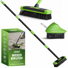 ZENO Weed Brush With Long Handle | Angled Patio Weed Remover Tool With Built In Scraper | Heavy Duty Metal Bristles For Moss And Weeds | Adjustable 7