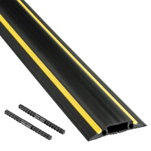 D-Line 9m Floor Cable Protector, Linkable, Cover Trailing Cables, Prevent, Trips and Falls, Ribbed Non-Slip Base - 30mm (W) x 10mm (H) Cable Cavity