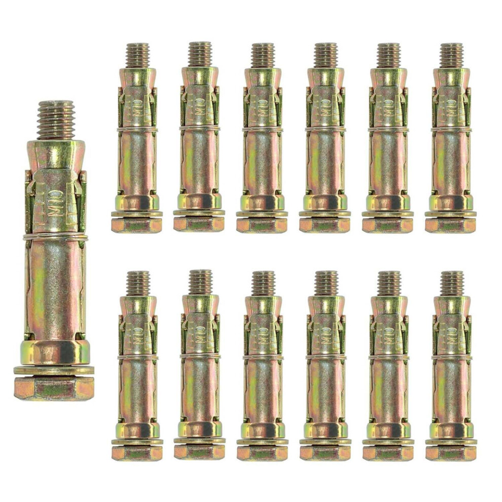 12Pcs Heavy Duty Anchor Bolts, M10*70Mm Expansion Bolts Concrete Screws, Wall Fixings Plugs, Wall Anchors For Brick Masonry, Drywall 5006764756356