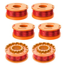 FUSHUI 6 Pack Strimmer Spool and Line, WA0010 WA0004.1 Grass Strimmer Spool Compatible with Worx Grass Trimmers Replace WX150,WG151,WG163E.1,WG163E.2