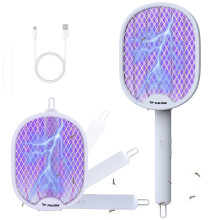 PALONE Bug Zapper Electric Fly Swatter, Foldable Fly Zapper, 4000V Mosquito Killer with 3 Layer Nets, USB-C Fly Killer Flying Insects Control for Ind