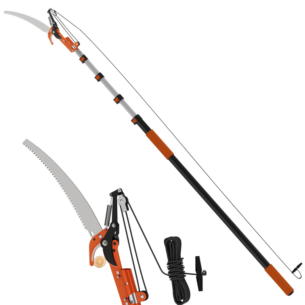 Laanpole 3.6M Telescopic Tree Pruner & Lopper 2 In 1, Manual Pole Saw With 1-3.6M Extension Pole, Long Reach Saw For High Tree Branch Trimming Prunin 5001014209460
