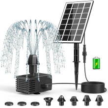SZMP Solar Fountain Kit 2026 Upgrade Glass Panel 3.5W with 16.4ft Power Cord, DIY Solar Fountain Pump with 2000mAh Battery, 7 Nozzles, Solar Bird Bat