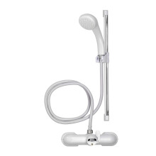 Croydex Shower Head and Hose Mixer Set with Riser Rail - 1.5m Shower Hose and Handset with Rub Clean Nozzles, Easy Install Wall Mounted Rail for Bath