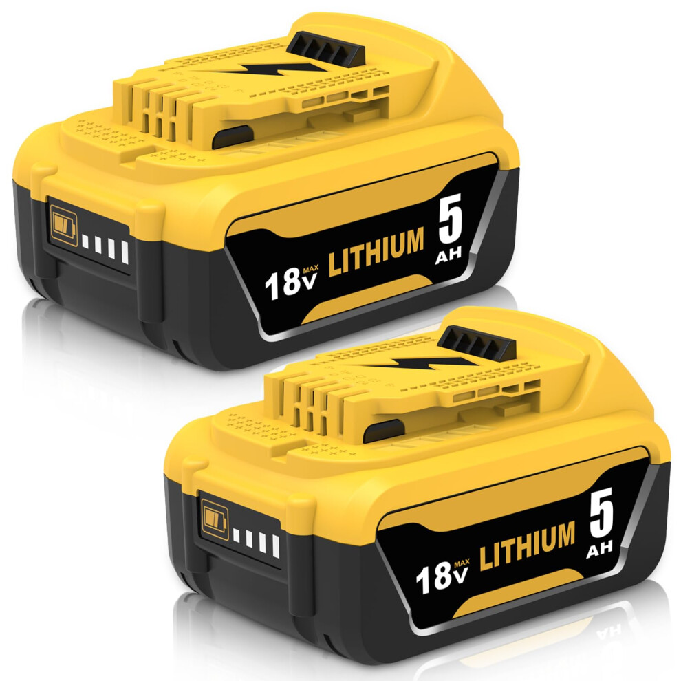 2Packs Replacement For Dewalt Battery 18V 5Ah Dcb184 Dcb182 Dcb181 Dcb180 Dcb201 Dcb200 Dcb204 With Led Indicator 5006361986514