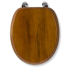 Croydex Antique Solid Pine Toilet Seat - Ergonomically Shaped for Comfort, Adjustable Hinges 110-200mm, Chrome Plated Fixings, All Fittings Included,