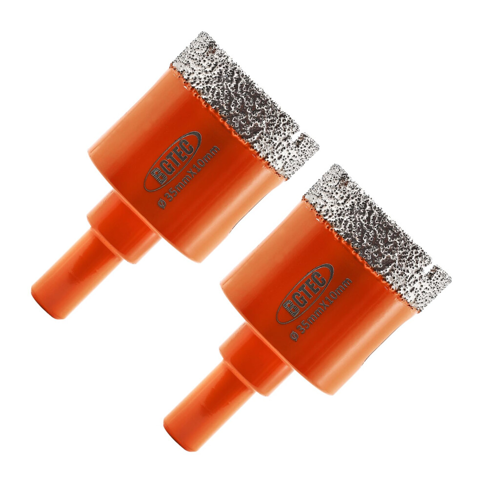 Dry Diamond Drill Bit - Bgtec 2Pcs 1-3/8" 35Mm Hole Saw For Granite,Marble,Masonry, Concrete, Tile/Ceramic, Glass, Hard Plastic,Vacuum Brazed Diamond 5007884516240
