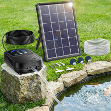 Biling Solar Pond Aerator, 3.5W Solar Pond Air Pump with 2200mAh Battery for Small Garden Ponds (5) Fish Tank Hydroponic, with Digital Display,