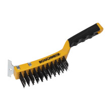 Roughneck ROU52042 Heavy Duty Wire BrRoughneck Heavy Duty Wire Brush with Scraper (300mm) – High-Performance Cleaning Tool with Carbon Steel Bristle