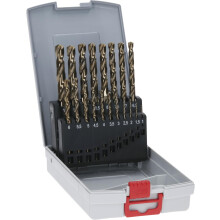 Bosch Professional 2608587014 19-Piece HSS-Cobalt ProBox Metal Drill Bit Set (for Stainless Steel, Accessories for Drill Drivers), Gold, 1mm-10mm