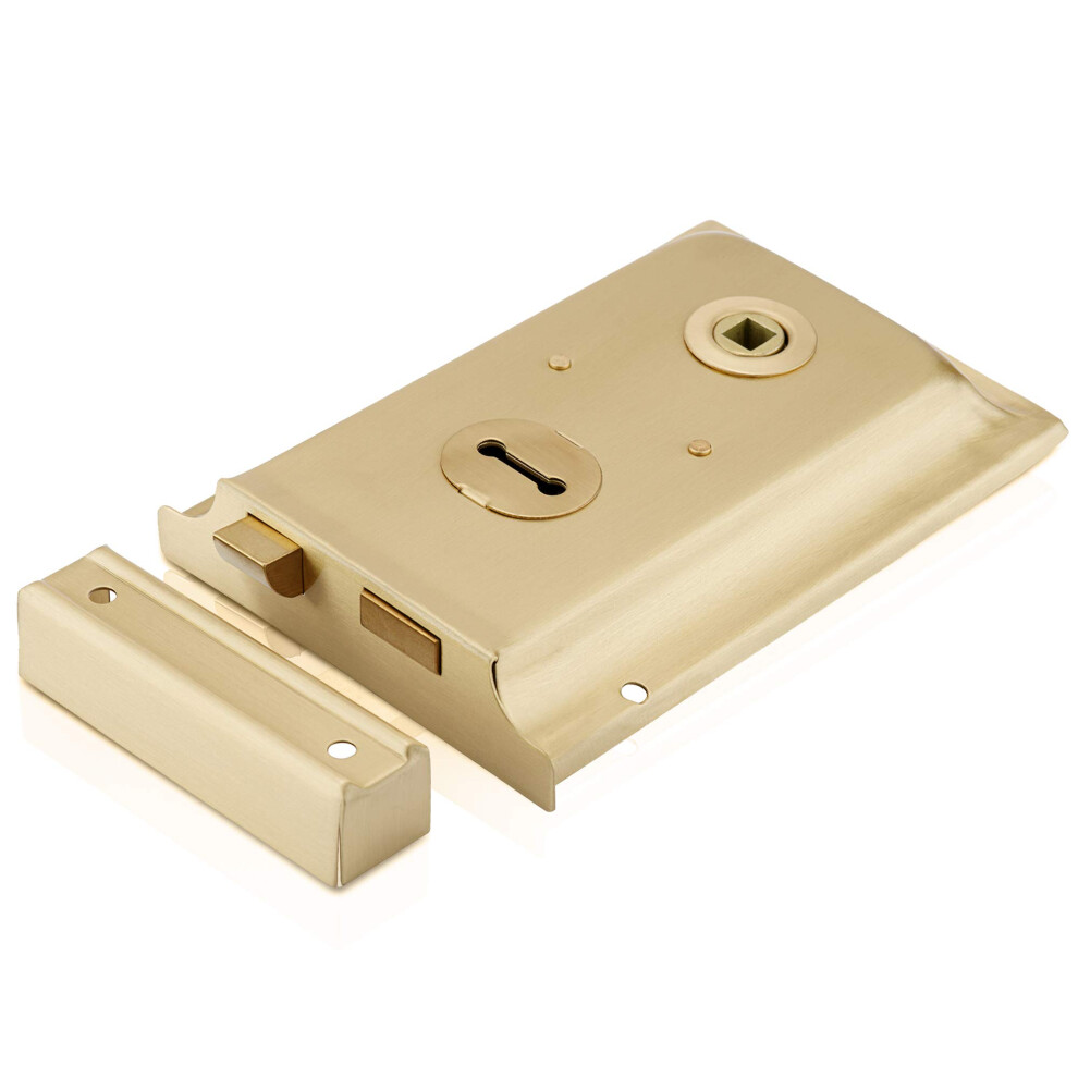 Xfort 6"X 4" Brass Rim Sashlock, Door Lock With Latch, Resists Against Corrosion And Weather Damage, Ideal For External Gates Or Doors, Perfect For 5000175989587