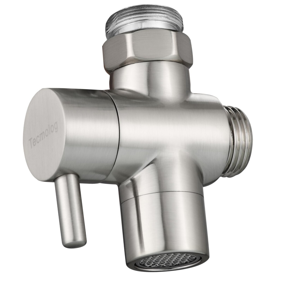 Tecmolog Sink Diverter Brass Faucet Diverter Valve 22Mm 3 Way Faucet Splitter For Bathroom And Kitchen Faucet Brushed Nickel, Sba021cna 5000793011431