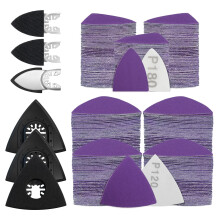 206PCS Multi Tool Sanding Pad Kit, 3PCS Triangle Sanding Pads, 3PCS Fingertip Sand Pad,200PCS Triangle & Fingertip Sandpaper,60/80/120/180/240 Grits