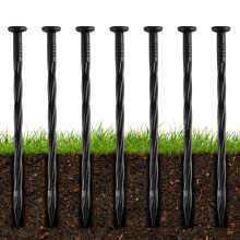 300Pcs 8-Inch Plastic Landscape Edging Spikes, Spiral Anchoring Nails for Weed Barrier, Paver Edging, Landscape Edging, Artificial Turf